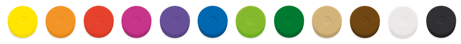 Die Wasserfarbenpucks gibt es in 12 leuchtenden Farben.